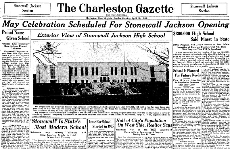 Newspaper article on Stonewall Jackson High School.