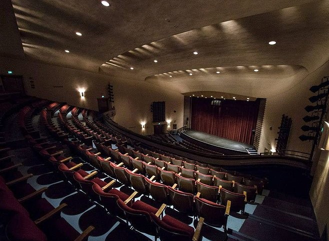 View from inside the Klein Memorial Auditorium. 