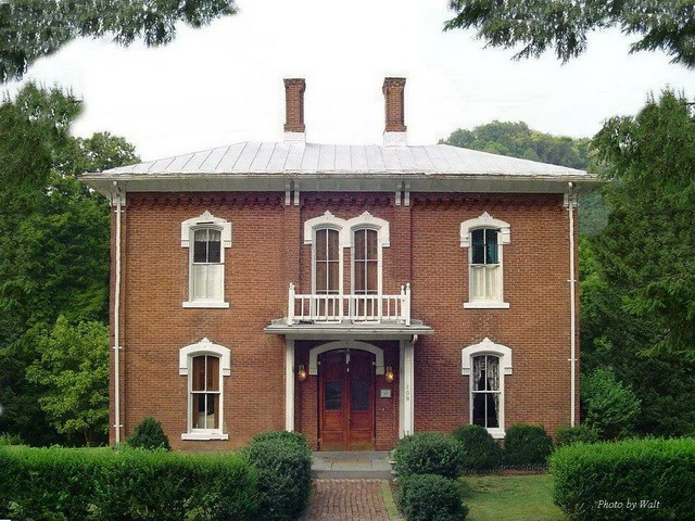 The Lathrop Russell Charter House that stands at the highest point in the town of West Union, West Virginia. 