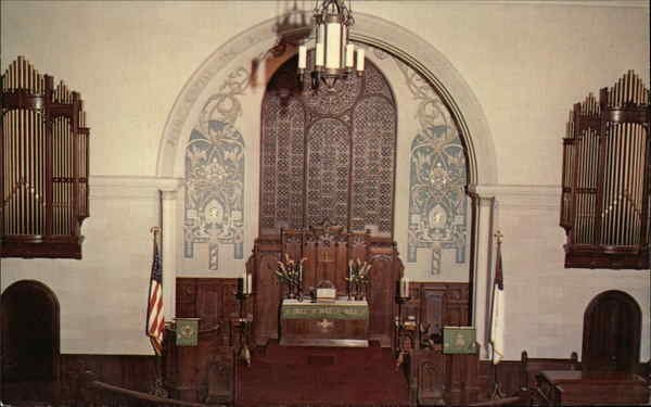 A postcard that features the church's alter, date unknown.  