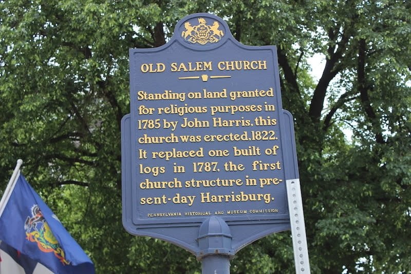 The historical marker for the Old Salem Church.