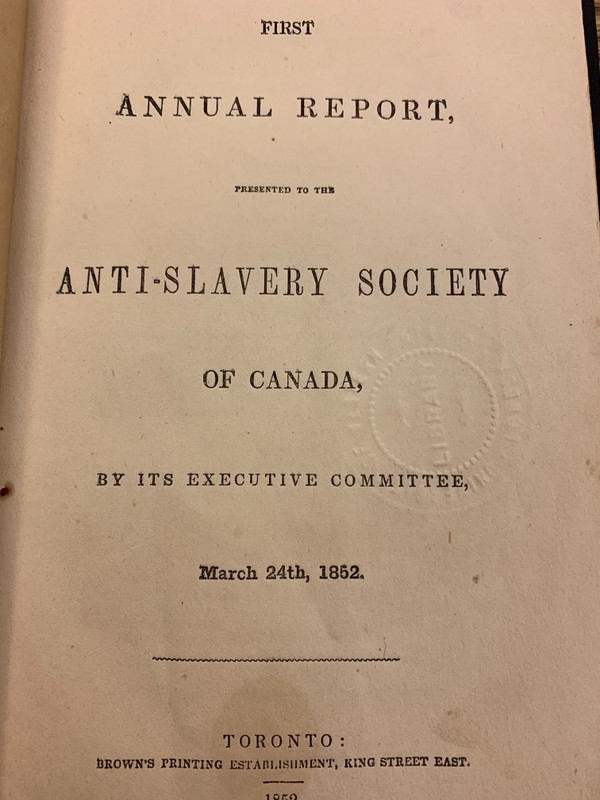 Annual Report for the Anti-Slavery Society of Canada. 