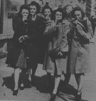 A group of women celebreating Victory in Europe day in London, May 8, 1945.