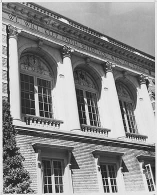 Memorial Hall exterior detail, ca. 1950s