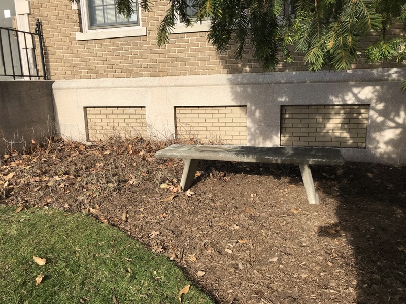 Memorial Hall grounds, Class of 1921 bench, 2017