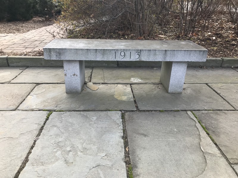 Memorial Hall grounds, Class of 1913 bench, 2017