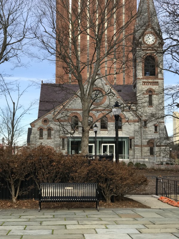 Memorial Hall grounds, POW memorial bench, 2017