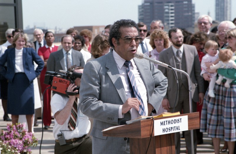 Frank Lloyd with a Methodist Hospital Podium 