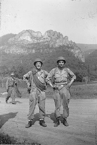 World War II wilderness assault training school for the army during 1943 and ‘44. This was taken in June 1944. Richard Schoen, at left, and Frank “Lefty” Sadjewski. Photograph courtesy of Richard Schoen.