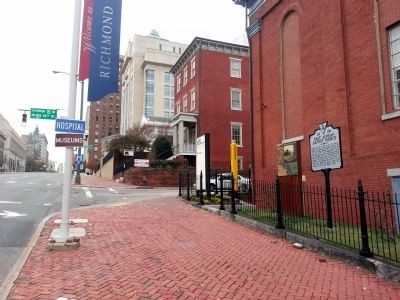 View of were the marker is located on East Broad St & College St. It is now apart of the Virginia Commonwealth University campus.