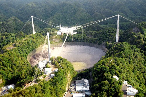 Birds eye view of the observatories dish.