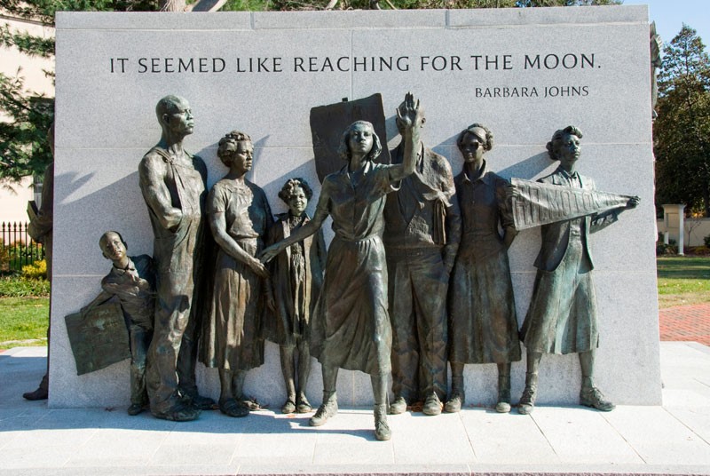 Virginia Civil Rights Memorial is located next to the gates of the Executive Mansion