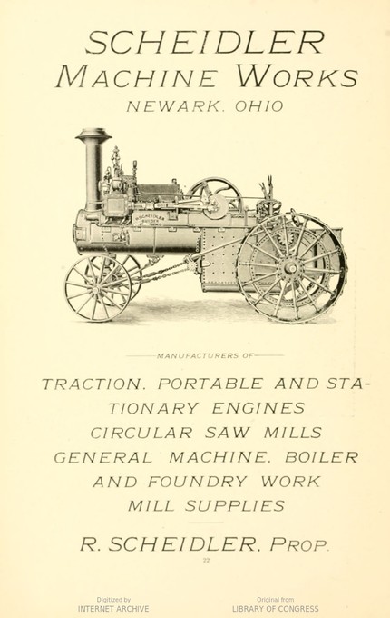An advertisement for the Scheidler Machine Works, highlighting its most popular products.