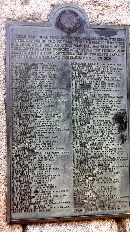 A close-up of the monument in the center of the cemetery