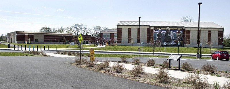 A view of USAHEC's Ridgeway Hall and Visitor and Education Center.  