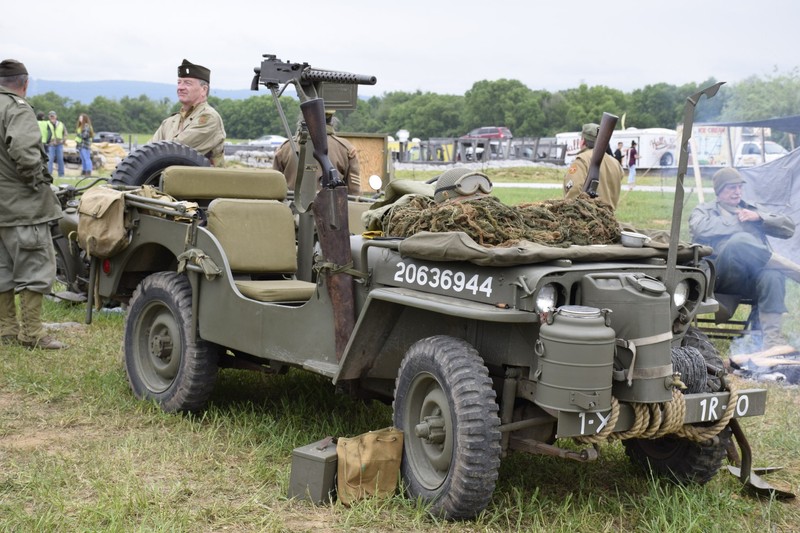 A world War II jeep on display during USAHEC's annual Military Heritage Days.  