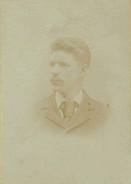 Henry A. Ballou, class of 1895. "W. Fitchburg" and initials "Q.T.V." noted on back. Member of the military department of the college. Howard, C. E. (Fitchburg, Mass.) (photographer)