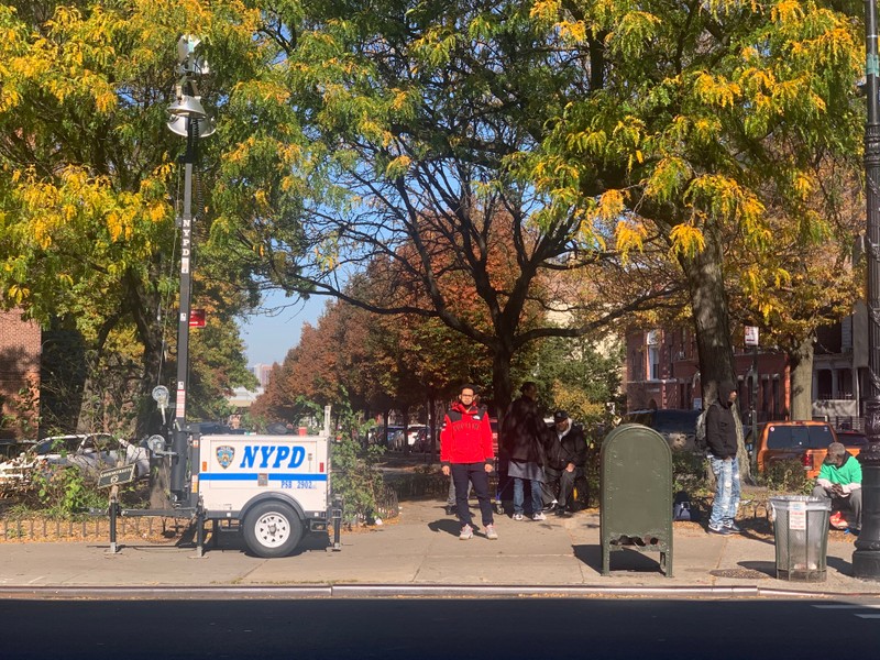 Standing in front of Person Square on Myrtle Avenue 