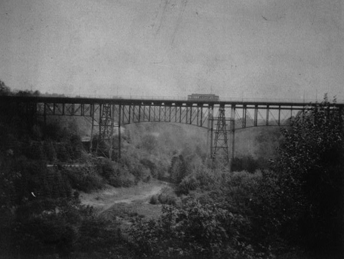 The 1891 bridge constructed for streetcars. Courtesy of the HABS report for the Duke Ellington Bridge.