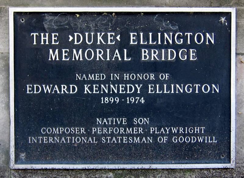 Plaque on the Duke Ellington Bridge honoring the musician, who was born in Washington, D.C. Wikimedia Commons.