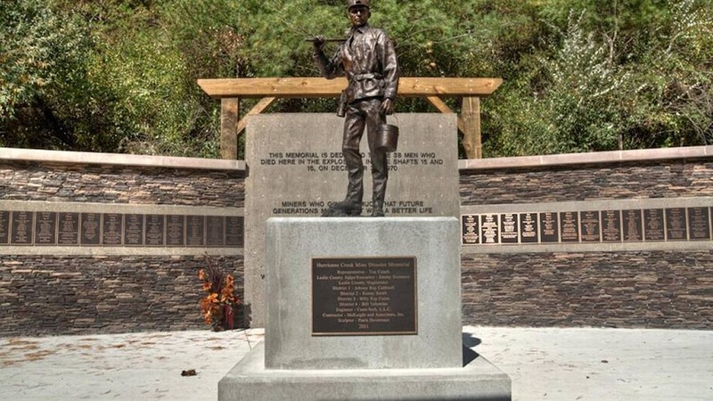 The Hurricane Creek Mine Disaster Memorial in Hyden, Kentucky 