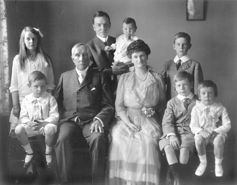 John D. Rockefeller Sr with John D. Jr and family