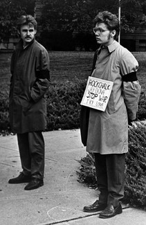 Protestors demonstrating at the University of Kansas during National Vietnam Moratorium Day.