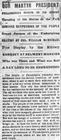 The Philadelphia Inquirer reported the event in grand fashion, including all the speeches and names of the dignitaries in a full page story in its Saturday, 23 September 1871 edition