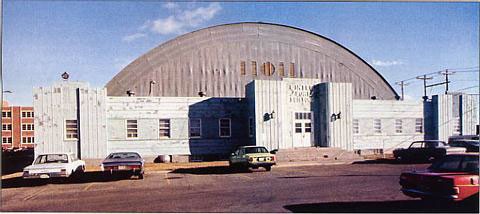 Entrance area stands before main Quonset hut.