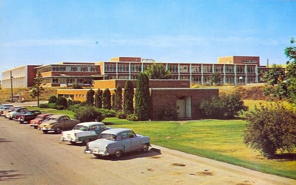 Rowles Music building pictured in front of the new Science building in 1962.