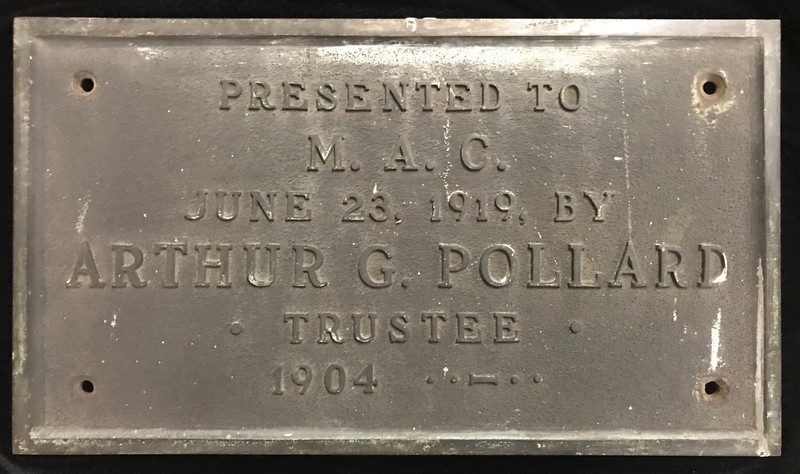 Arthur G. Pollard, dedication plaque.