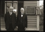 First two graduates in entomology at MAC, gathered at Mathematics Bld. to dedicate plaque in honor of economic entomology at MAC and 50th anniversary of the arrival of Charles Henry Fernald.