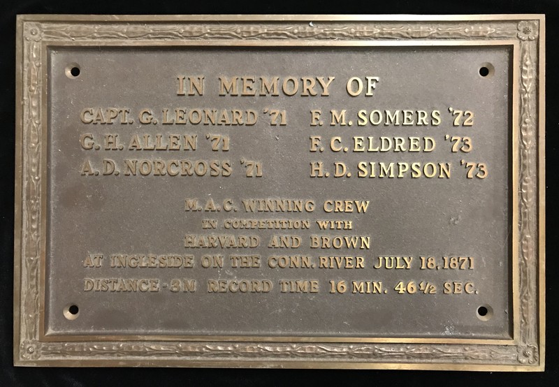 1871 M.A.C. Winning Crew, plaque