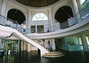 The interior lobby of the museum connects to each of the galleries and exhibit spaces.