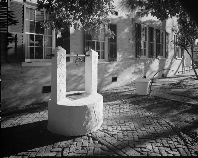 Old cistern in Stillman House kitchen patio, 1979 photo by Bill Engdahl (HABS TX-3285)