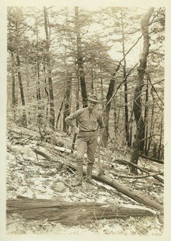 Kenyon L. Butterfield, April 19, 1922.
Caption on back of photo states that this was the site of the Metawampe club cabin on Mt.Toby. Chief Metawampe was a local Native American who lived in the area in the 17th century.