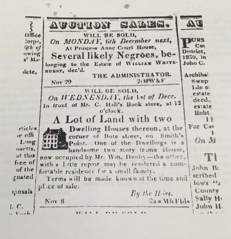 Evidence that slaves were regularly sold at the location where the monument is.
(Sep. 6, 2017). Virginia Beach Historic Preservation Commission Meeting Agenda.