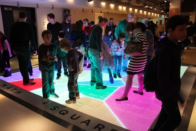 Math Square: controlled by the movement of your feet. Credit: National Museum of Mathematics