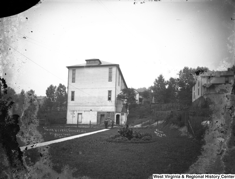 The only known image of the German Turn Verein on McLane Avenue. Photo courtesy of the West Virginia and Regional History Center, WVU Libraries. 