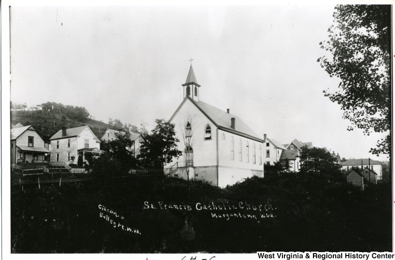 A view of St. Francis de Sales in Sunnyside, built in 1898. West Virginia and Regional History Center, WVU Libraries. 