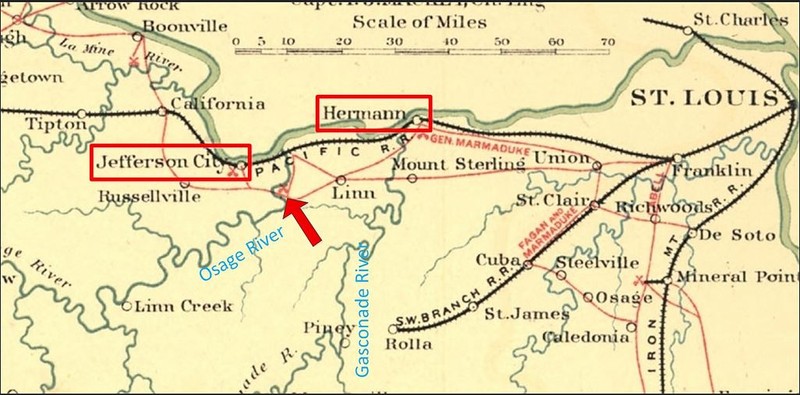 A map of Price's movements on Oct. 4-7, leading to Jefferson City. Courtesy of Craig Swain.