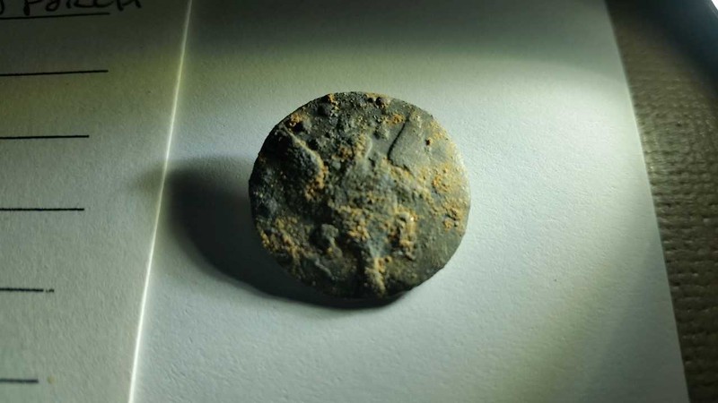 The button from Wayne's Legion, the first American Army, found during the Mead's Tavern porch excavation.