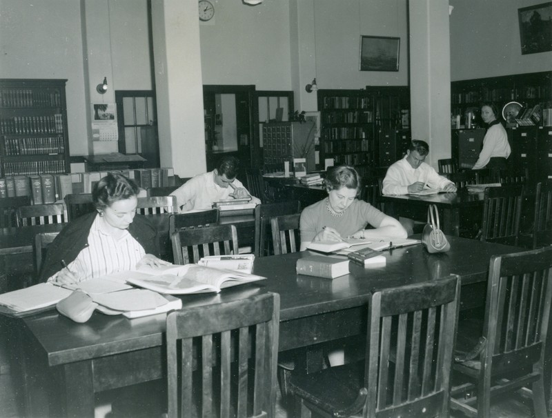 Students in Campus Library, pre 1956 