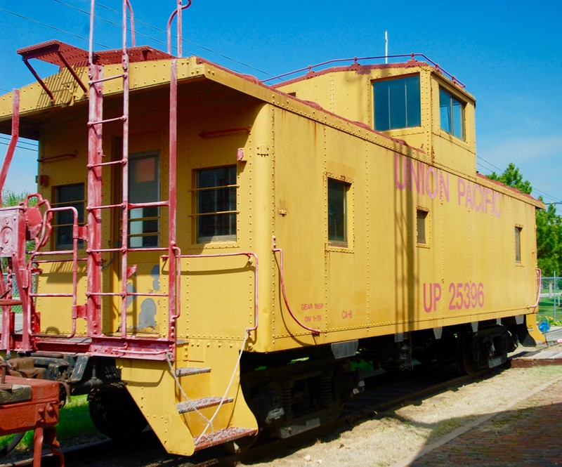 The caboose currently at the Trails and Rails Museum. 