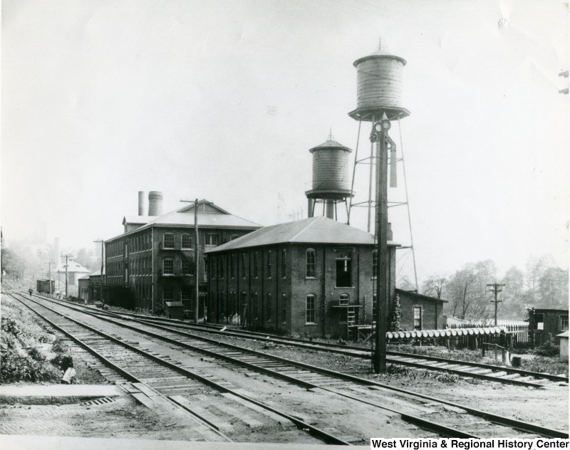 One of the few pictures of the original Monongahela Textile Company building, likely taken shortly after it was acquired by the Union Stopper Company. Courtesy of the West Virginia and Regional History Center, WVU Libraries. 