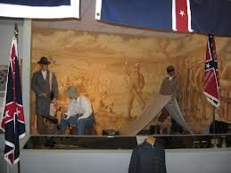 An exhibit showing a Confederate encampment