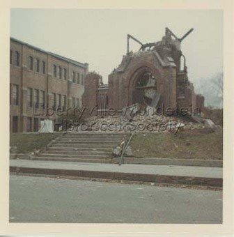 Original St. Joseph Church building being demolished, 1965-66