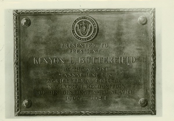 Kenyon L. Butterfield plaque, ca. 1925.