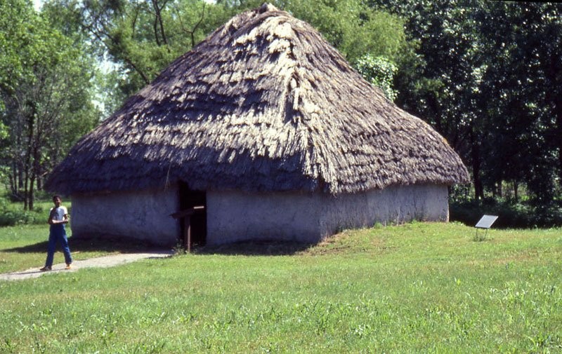 Reconstruction of a typical home at Spiro Mounds Archaeological Center (image from Texas Beyond History)