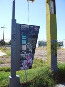 Historic marker at the site of the Green Shack